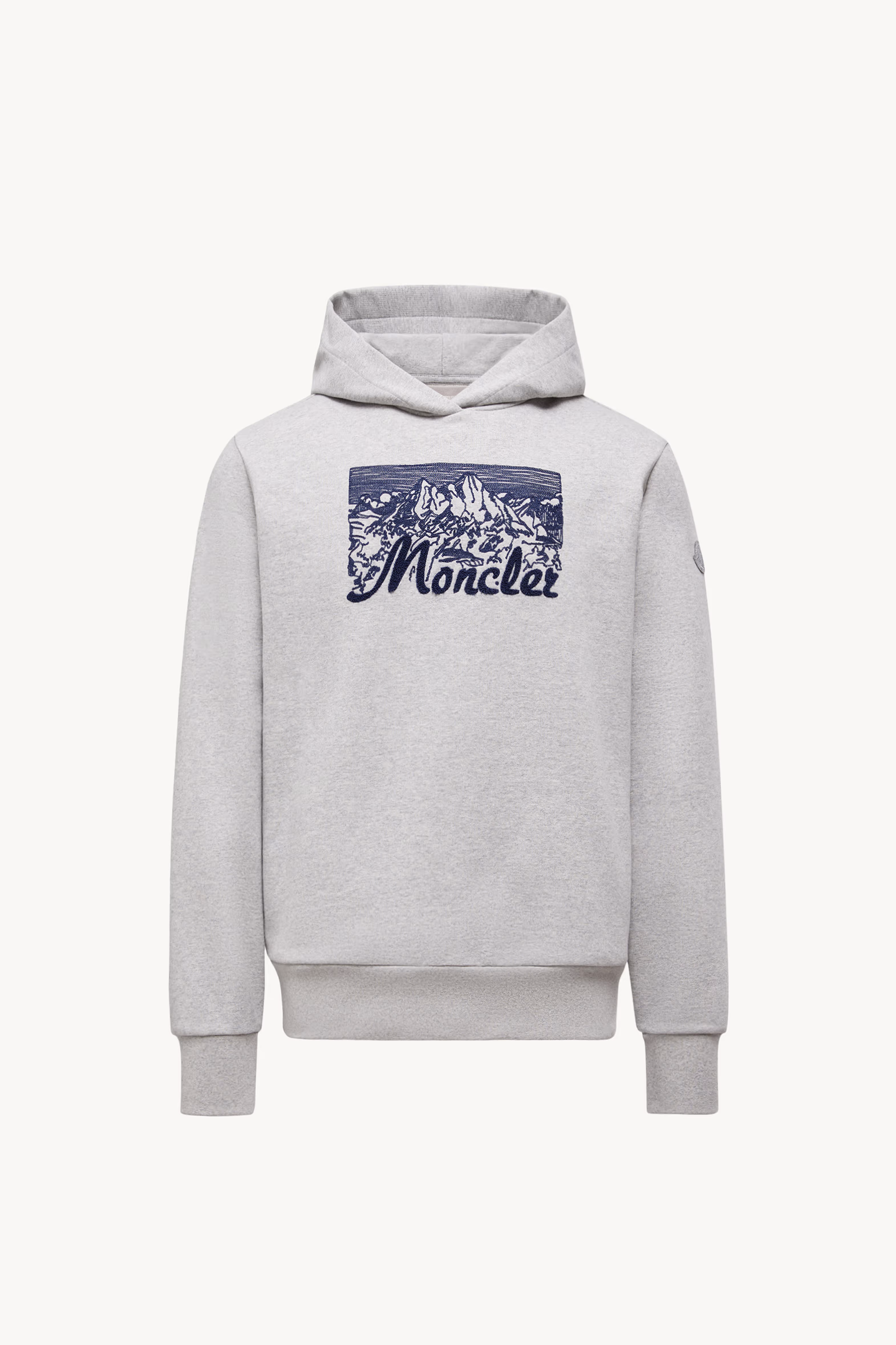Sudadera con capucha de algodón con logotipo de montaña bordado Hombre Gris Moncler 2
